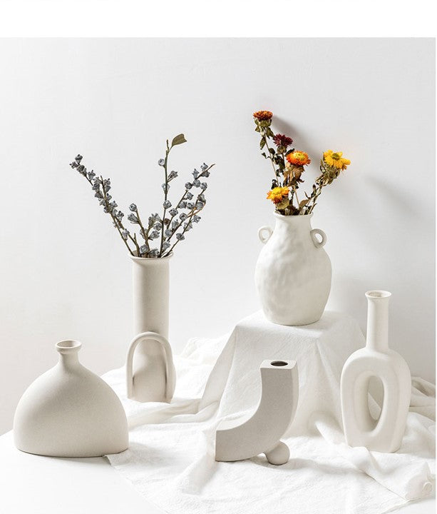 White Nordic Vase. Minimalist Flower Vase. Chic Home Decor Idea. WickedYo